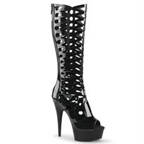 15cm Sexy Women Pole Dance Shoes Pumps Party Club Platform High-heeled Shoes Summer Peep Toe Plus Size 44 black