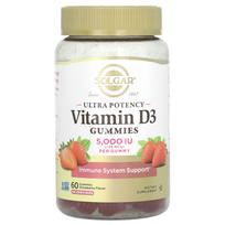 Solgar, ultra-effective vitamin D3 gummies, strawberry flavor, 125 mcg (5,000 IU), 60 gummies