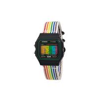 CASIO Custom Collection Kvarcinis Mechanizmas Nailoninis Dirželis Laikrodis Vyriški Laikrodžiai Juodas Ciferblatas F-91W-3(Watch5--) White Multicolor Strap black