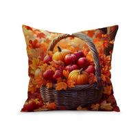 Rudens derliaus lapų pagalvės užvalkalas Spausdintas poliesteris 45x45cm Mesti pagalvės užvalkalas Dekoratyvinis sofos pagalvės užvalkalas Namų dekoras 450*450mm-4PCS multi