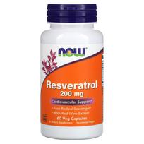 NOW Foods, Natūralus resveratrolis, 200 mg, 60 daržovių kapsulių