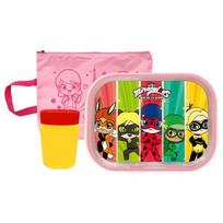 Leburn Lady Bug mini cup 2p+plate bag lunch box set, mixed colors, stainless steel plate + plate pouch + juice cup 2p, Popular Korean parenting items pink