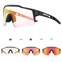 Kapvoe Red Photochromic Cycling Glasses UV400 MTB Bike Sunglasses Sports Eyewear Outdoor Goggles 1LENS black
