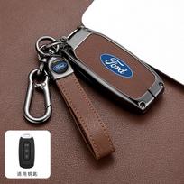 Leather Car Smart Key Case Cover Shell Keyless Protector Holder Fob For Ford Territory EV Keychain Keyless Remote Accessories black
