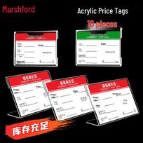 Acrylic L-Shape Wall-Mount Price Tag Holder red