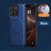 Belaidžio įkrovimo magnetinis dėklas, skirtas Motorola Moto G05 G15 G75 G85 5G E15, apsauginis dangtelis, PU odos kietas galinis dangtelis Coque Motorola Moto G75 mėlyna