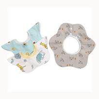 Luxury Baby infant cotton waterproof rolling bib 3-piece set, bee, zoo, fox, 1 set white
