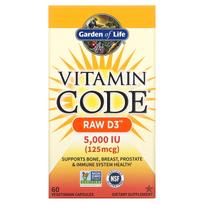 Gyvybės sodas, vitamino kodas, RAW D3, 125 mg (5000 TV), 60 daržovių kapsulių