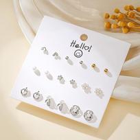 Elegant Tassel Earrings Set with Pearl, Heart, and Butterfly Accents in Gold Earring Set white