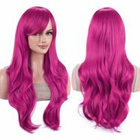 70 cm ilgio spalvingos sintetinės plaukų perukai su bangomis, banguoti, Cosplay perukai moterims, kostiumų perukai 28inches rožinė raudona spalva