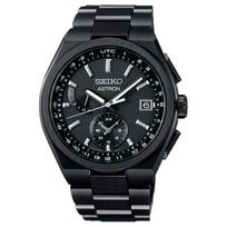 SEIKO Astron serija 100 metrų atsparumas vandeniui saulės energija veikiantis kvarcinis titano apyrankė 46,9 mm vyriškas laikrodis juodas ciferblatas SBXY087 juoda