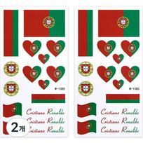 Blue Living World Cup Soccer Flag Tattoo Sticker 2p, Option 06, 2 pieces red