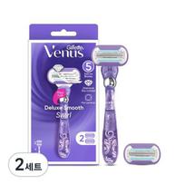 Gillette Venus Swirl Women's Razor Handle 1pc + Razor Blade 2pcs, 2 sets ,Korean razor blade blue