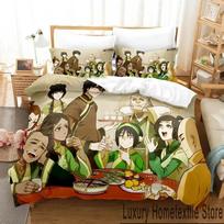3D Print Cartoon Avatar The Last Airbender Bedding Set Boys Girls Twin Queen King Size Duvet Cover Pillowcase Bed boys Adult EU Single 135x200cm beige