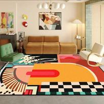 Dopamine Art Pattern Carpet for Living Room Vibrant Design Bedroom Soft Lounge Sofa Mat Large Area Decoration Home Rugs Washable 120x160cm