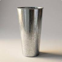 Cinkuotas gėlių konteineris Skardinis kūgio formos metalinis kibiras Sidabrinė vaza H36-d19cm Plain