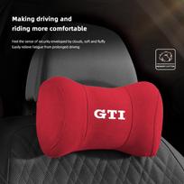 Suede Headrest Car Breathable Memory Foam Neck Pillow For VW Jetta Golf Passat Polo CC Tiguan Arteon Touareg Taigo Caddy Hub Cap  EB1 black