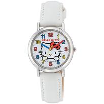 Analoginis laikrodis Hello Kitty atsparus vandeniui odinis dirželis baltas [Citizen Q&Q] HK15-001 moteriškas balta