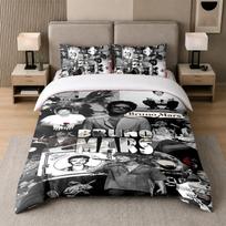 3Pcs Bed Set,Bruno Mars 1 Duvet Cover and 2 Pillowcases, Printed Bedding Decor For Guest Room 135cmx200cm white