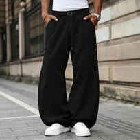 Men's Wide Leg Baggy Sweatpants, Drawstring Elastic Waist Loose Fit Casual Pants with Stitched Panel Details for Streetwear Hiphop Daily Wear S juoda