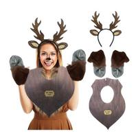 Kalėdinės elnio ragų galvos juostos, elniuko uodegos, veido lipdukai, elnio kostiumo aksesuarai, Helovino Cosplay kostiumas, suaugusiems gray