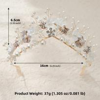 Handmade White Floral Pearl Hair Crown Bride Wedding Accessory Sweet Bridal Headpiece TS-J3452G white