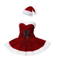 Red Plush Christmas Sexy Dress Red Cowboy Hat Pure Desire Suit Santa Costume XL white