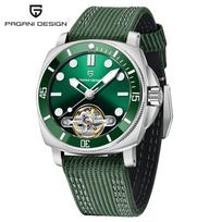 PAGANI DESIGN Vintage Diver Automatic Watches For Men 43MM Open‑Heart Dial Leather Sapphire Glass Luminous Sport Casual Watches gray