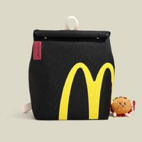Mcdonalds raidžių spaudos medvilninis drobės kuprinė studentams, patvari, su vidine kišenė Black M 2