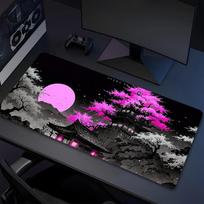 Pink Moon Xl Gaming Mouse Pad Nonslip Rubber Base Stitched Edge Waterproof Desk Mat For Pc Laptop Gamer Office Computer Accessories C929537 30cmx60cm black