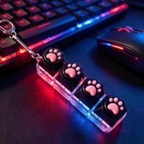 Led Keyboard Keychain Fidget Toys Crystal Clicker Sensory Toy For Stress Relief Keyboard Keychain Fidget Gadget For Adults Kid blue