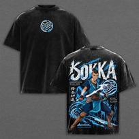 Avatar The Last Airbender Aang Anime Graphic Tshirt Men Women Clothing Short Sleeve Cotton T-shirts Vintage Washed Streetwear XXL black