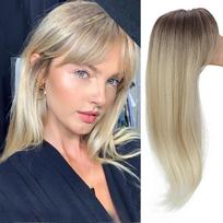 Clip in Synthetic Hair Toppers Ombre Natural Topper Hairpieces  for Women RT6-12-613A gray