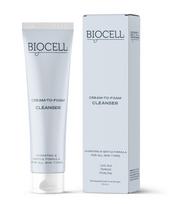 Švelnus veido prausiklis su pieno rūgštimi ir pantenoliu – BIOCELL Cream-to-Foam Cleanser | 125 ml