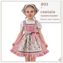 Vaikų Dirndl suknelė Bavariškas Oktoberfest padavėjos kostiumas Poliesteris Bordo 120cm rožinė