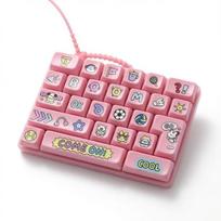 Multicolored 26-Key Keychain Cartoon Keycap Clicker Cute Mechanical Keyboard Keychain  Hand Relax rožinė