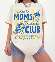 Pavargusių mamų bėgimo klubo marškinėliai, Bėgimas su kava ir meile mano vaikams T-shirt, Šauni mama marškinėliai, Dryžuotas maratono mamos aprangos komplektas, Juokingi bėgimo viršutiniai drabužiai L blue