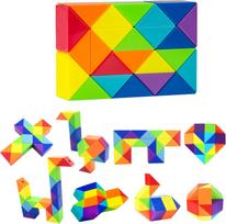Snake Fidget Toy Cube Twist Puzzle 24 Wedges Large Rainbow Magic Snake Toy Game Gift For Kids Party Favors Stocking Stuffers blue