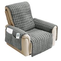Recliner Sofa Cover Flannel Plush Chair Covers Armchair Slipcovers with Pockets Relax Non Slip Couch Slipcovers Sofa Protector gray