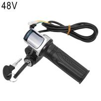 36V 48V 60V Electric Bicycle Throttle Grip E-bike Handlebar with Lock Ebike Scooter Accelerator Power Indicator Key LED Display Throttles 2 48V gray