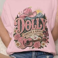 Dolly Parton cowboy hat guitar floral graphic T-Shirt | Forever & Always 140 gray