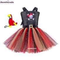 Pirate Costumes Girls Fantasia Infantil Fancy Dress Cosplay Clothing Halloween Carnival Party Girl dresses 3-10 Years S(2-3Y) black