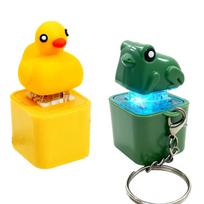 Quacking Duck & Croaking Frog Fidget Toy, Rechargeable Quacking Duck Keychain With Sound Led Lights, Duck & Frog Fidget Clicker yellow