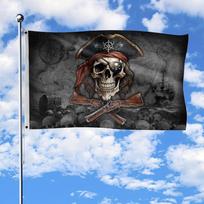 1pc Multi-Size Optional Large Pirate Flag - Durable Polyester Outdoor Decoration with Skull And Cross Bone Pattern, Suitable for Home, Yard Or Party T 60x90cm gray