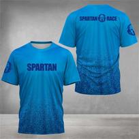 Spartan Race Camouflage 3D Printed T-shirt, Front Back Helmet Logo Graphic Short Sleeve Sports Top S blue