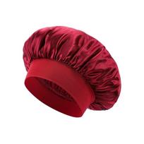 Silk Bonnet for Sleeping Women, Double Layer Hair Satin Bonnets with Elastic Band, Sleep Cap Curly Natural Hair raudona