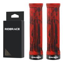 RIDERACE Bicycle Grips Lock on Mountain Bike Handle Bar Cover Ergonomic Mixed Color Shockproof TPR Rubber Cycling Handlebar Grip raudona juoda spalva