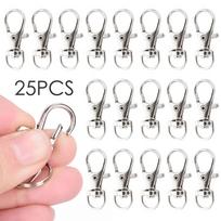 25/50/100/200Pcs Swivel Lobster Clasp Stainless Steel Key Ring Clasp Portable Dring Snap Buckle Jewelry DIY Crafts Lanyard Chain white