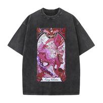 Funny Valentine D4C JoJo's Bizarre Adventure Clothing Men Women Casual T-shirts Retro Washed T Shirt Cotton Tee Harajuku Tshirt M black
