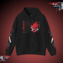 Cyberpunk 2077 SAMURAI Pullover Hoodie Front And Sleeve Graphic Print Unisex Sweatshirt Game Merch Long Sleeve Streetwear Hooded Tops For Men Women XXL black